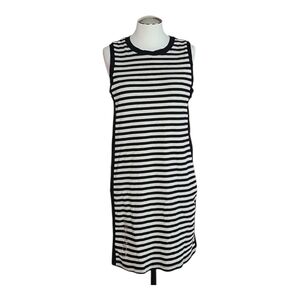 Calvin Klein Black & White Striped Shirt Dress – Size M, Classic Button-Down